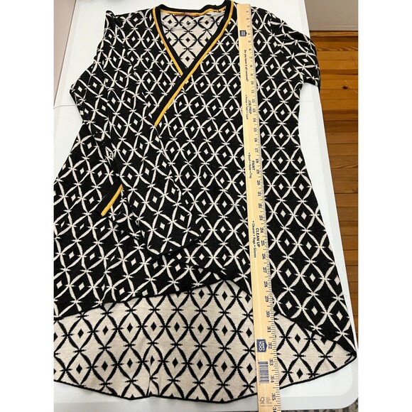 Belldini Women's Open Front Long Cardigan Black Cream Gold Yellow Size XL *READ* - Picture 11 of 12